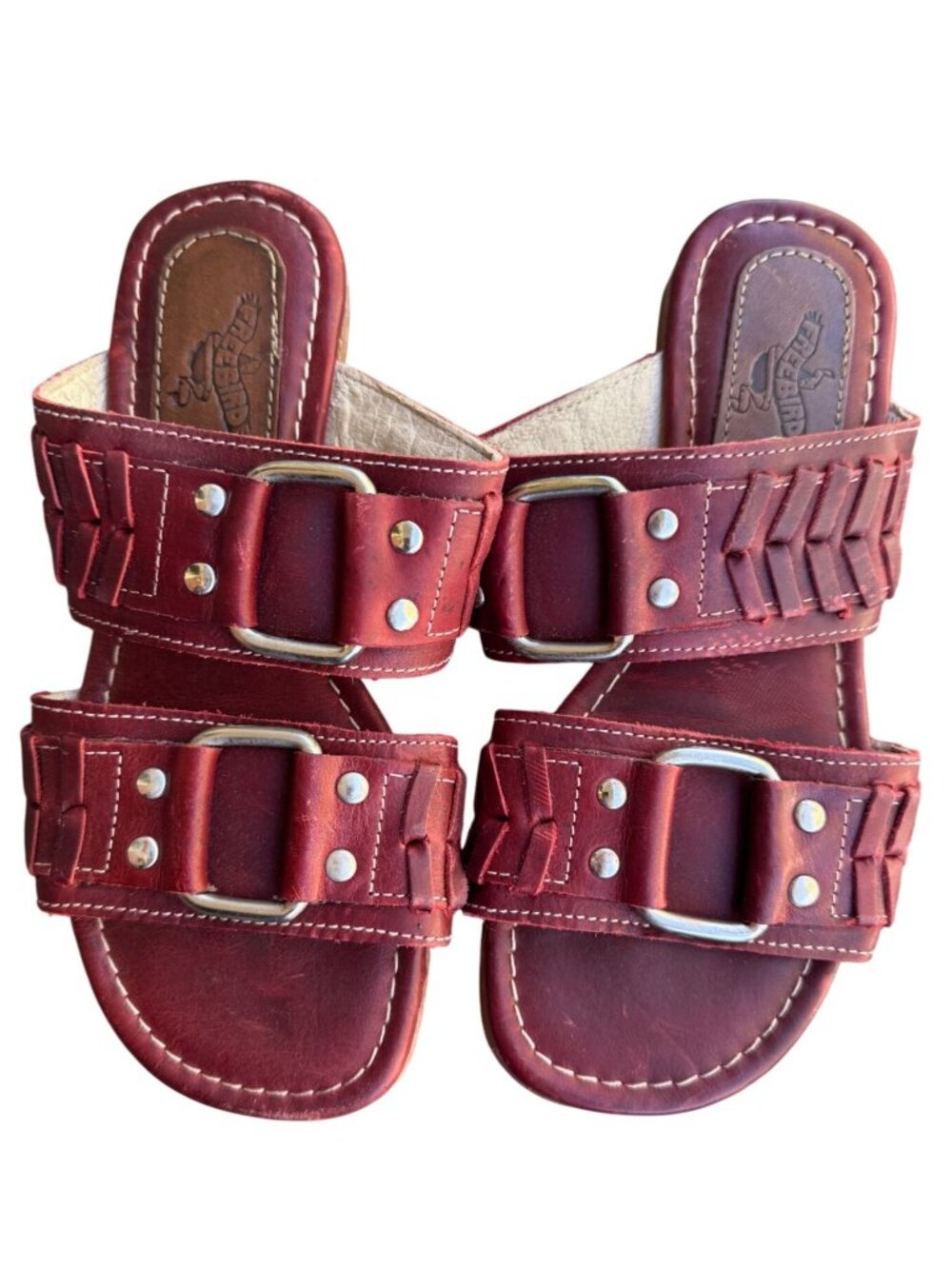 Freebird Sage Red Leather Backless Slide Sandals Women's Size 8